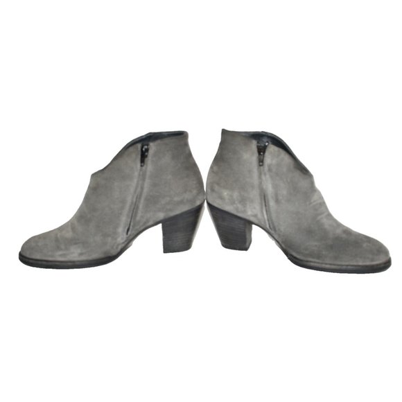 $440 PAUL GREEN Delgado Ankle Bootie STACKED BURNISHED SUEDE GREY 7.5 (B25) - Picture 3 of 6